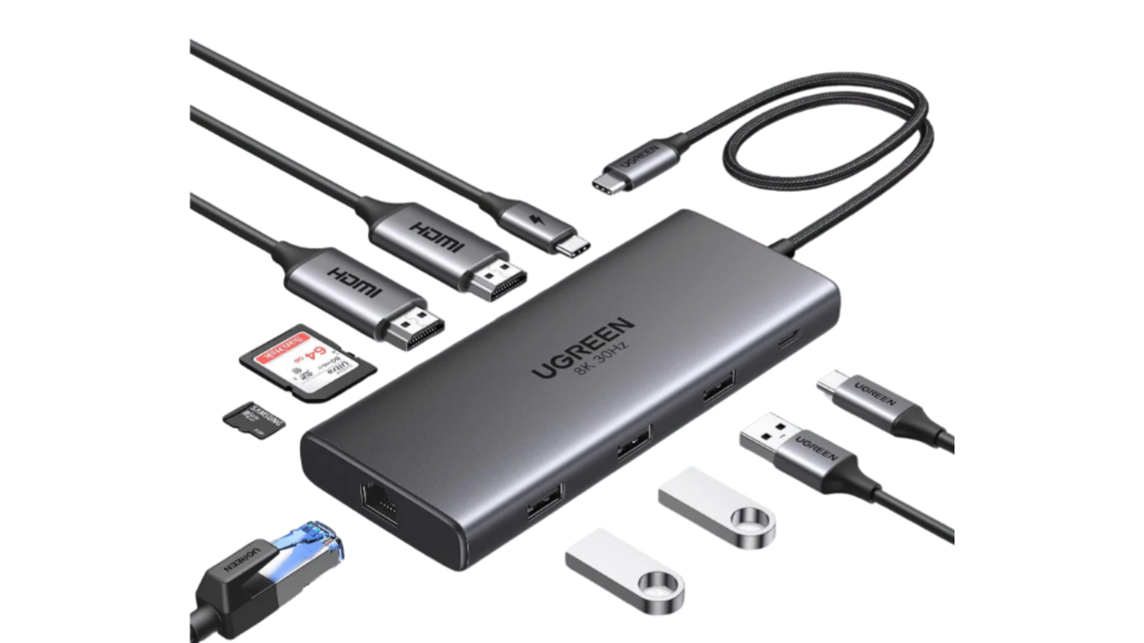 UGREEN Revodok Pro 313 — Station d'accueil USB-C 13-en-1 (triple 4K@60Hz, PD 100W)